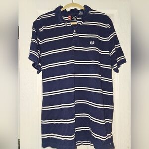 Chaps Men's Polo Shirt in Navy and White Stripes